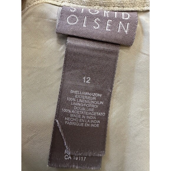 Sigrid Olsen 100% Linen Beige Embroidered Skirt‎ Women’s 12 Lined Boho Fairy EUC - Picture 2 of 10